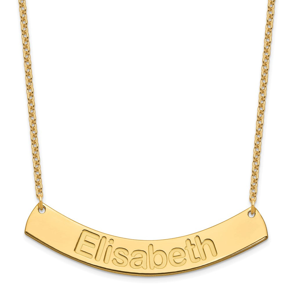 Gold Plated Large Arial Rounded Curved Bar Necklace
