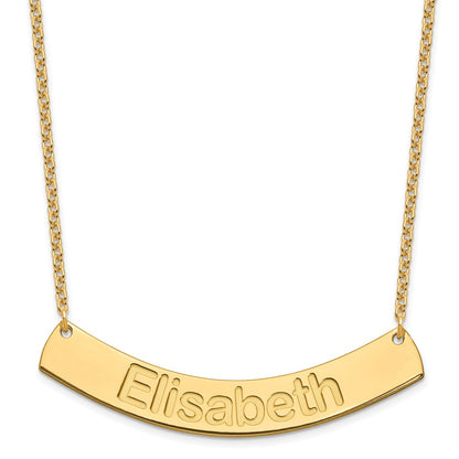 Gold Plated Large Arial Rounded Curved Bar Necklace