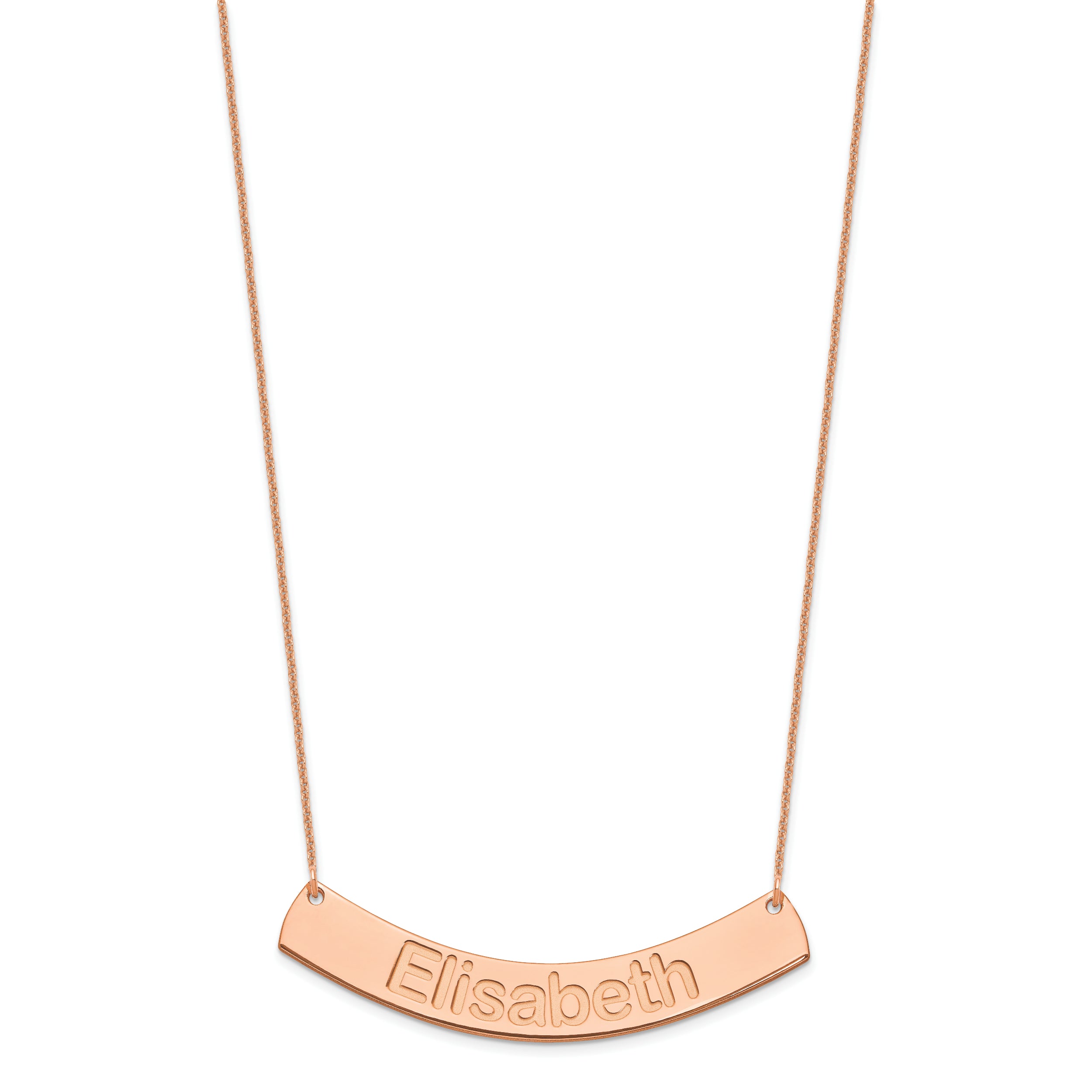 14K Rose Gold Large Arial Rounded Curved Bar Necklace
