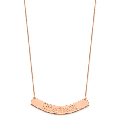 14K Rose Gold Large Arial Rounded Curved Bar Necklace