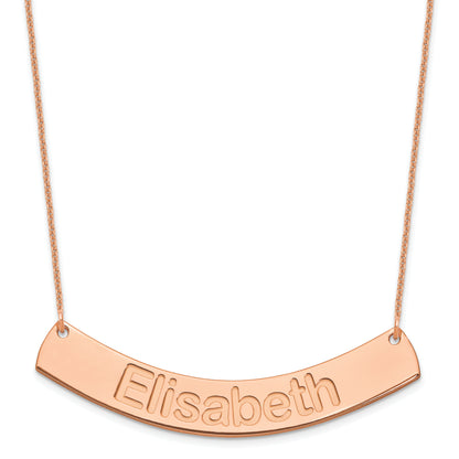 14K Rose Gold Large Arial Rounded Curved Bar Necklace