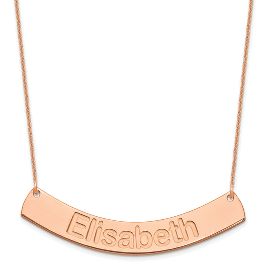 14K Rose Gold Large Arial Rounded Curved Bar Necklace