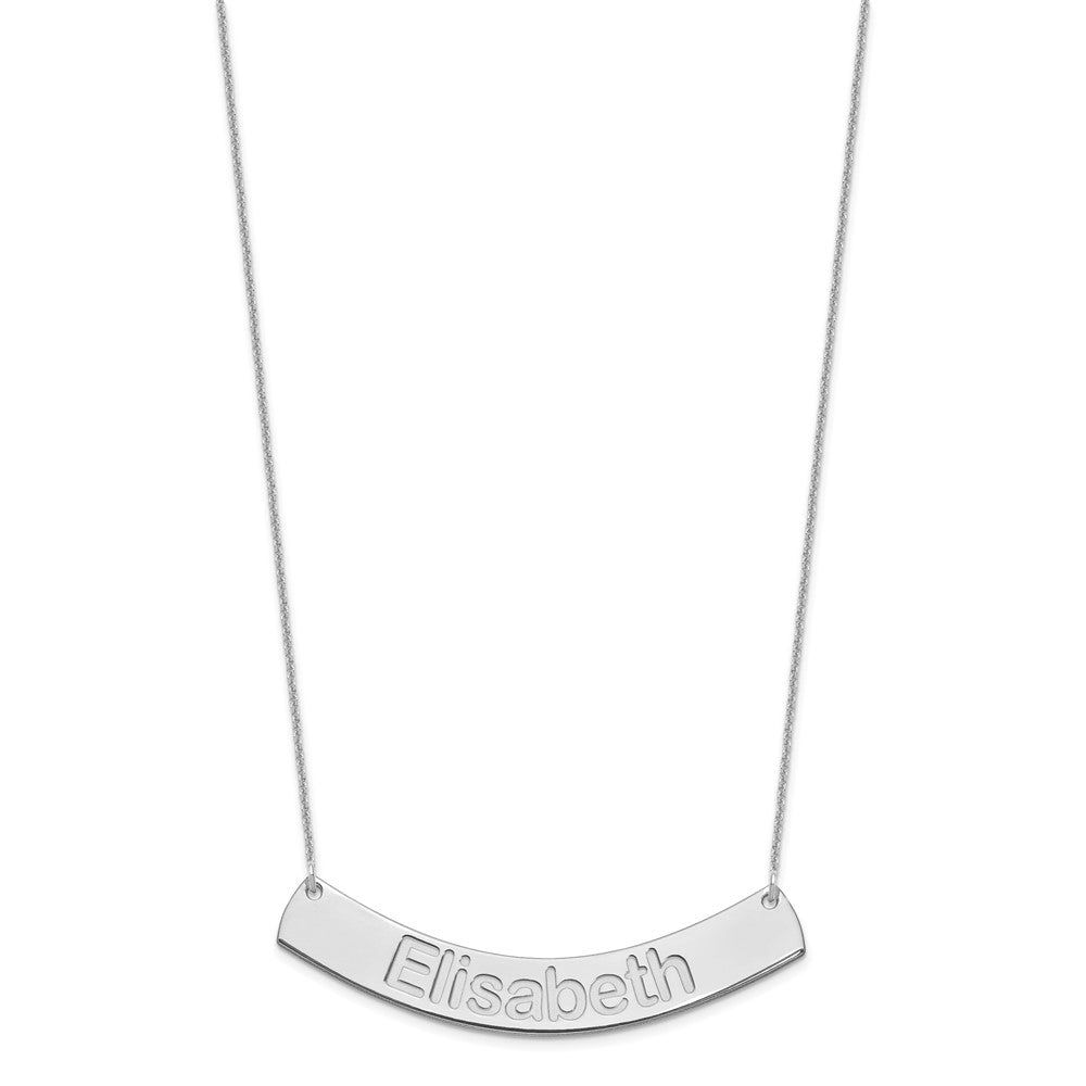 14K White Gold Large Arial Rounded Curved Bar Necklace