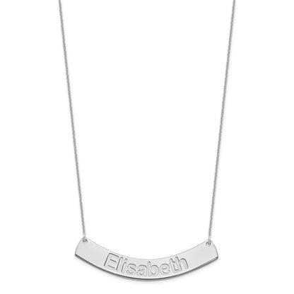 14K White Gold Large Arial Rounded Curved Bar Necklace