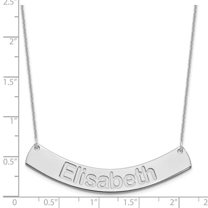 14K White Gold Large Arial Rounded Curved Bar Necklace