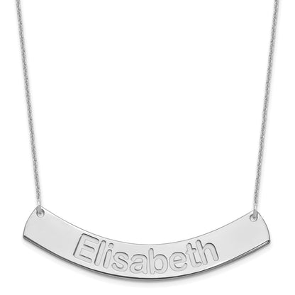 14K White Gold Large Arial Rounded Curved Bar Necklace