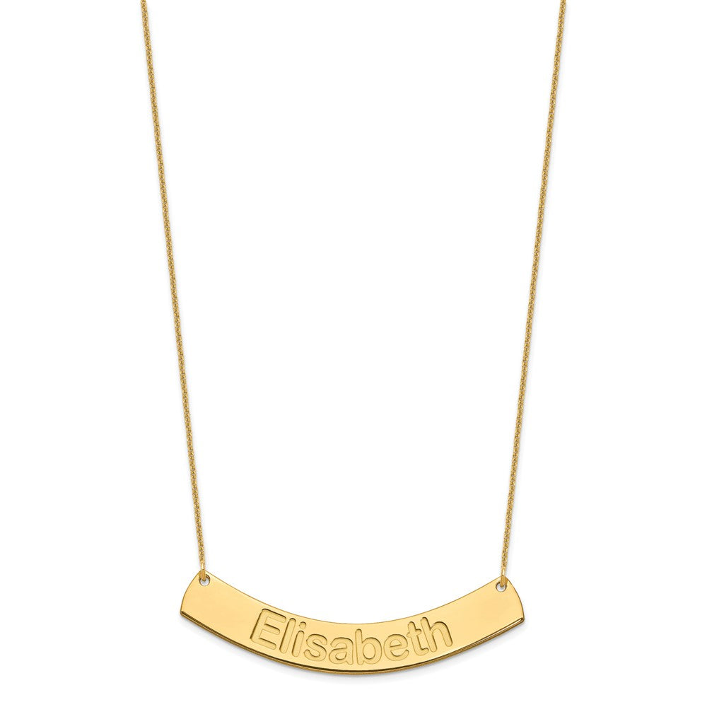 14K Yellow Gold Large Arial Rounded Curved Bar Necklace