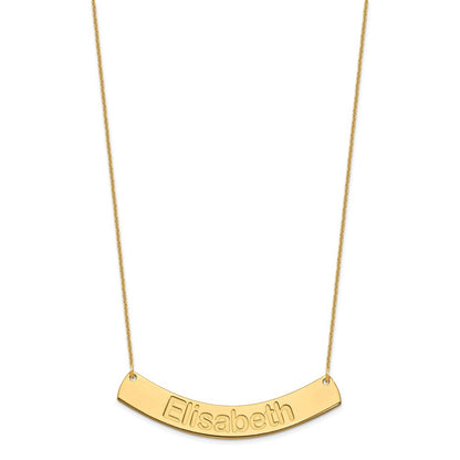 14K Yellow Gold Large Arial Rounded Curved Bar Necklace