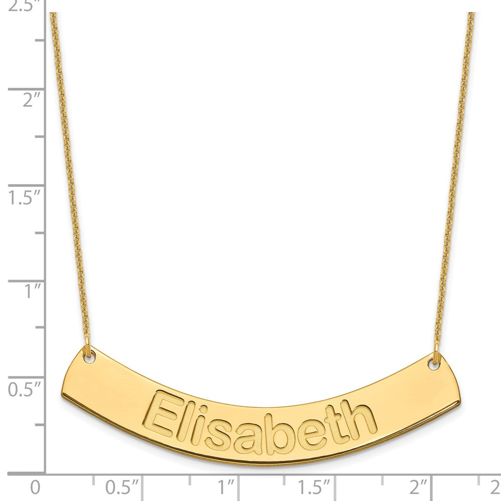 14K Yellow Gold Large Arial Rounded Curved Bar Necklace