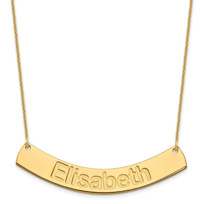 14K Yellow Gold Large Arial Rounded Curved Bar Necklace