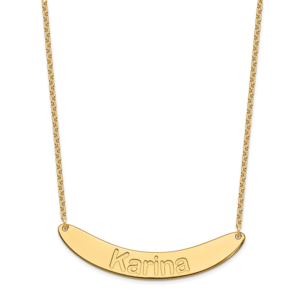 Gold Plated Large Arial Rounded Curved Bar Necklace
