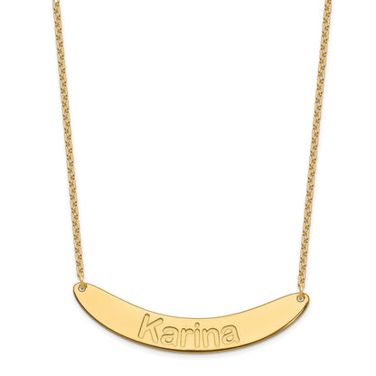 Gold Plated Large Arial Rounded Curved Bar Necklace