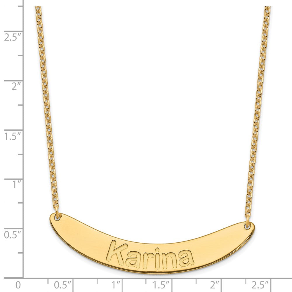 Gold Plated Large Arial Rounded Curved Bar Necklace