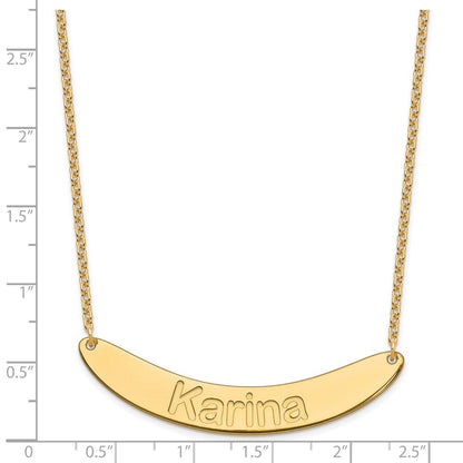 Gold Plated Large Arial Rounded Curved Bar Necklace