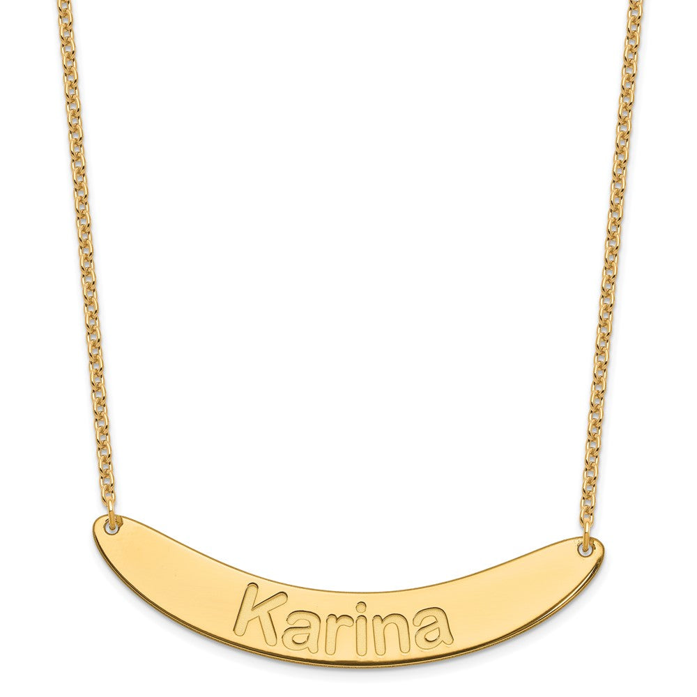 Gold Plated Large Arial Rounded Curved Bar Necklace