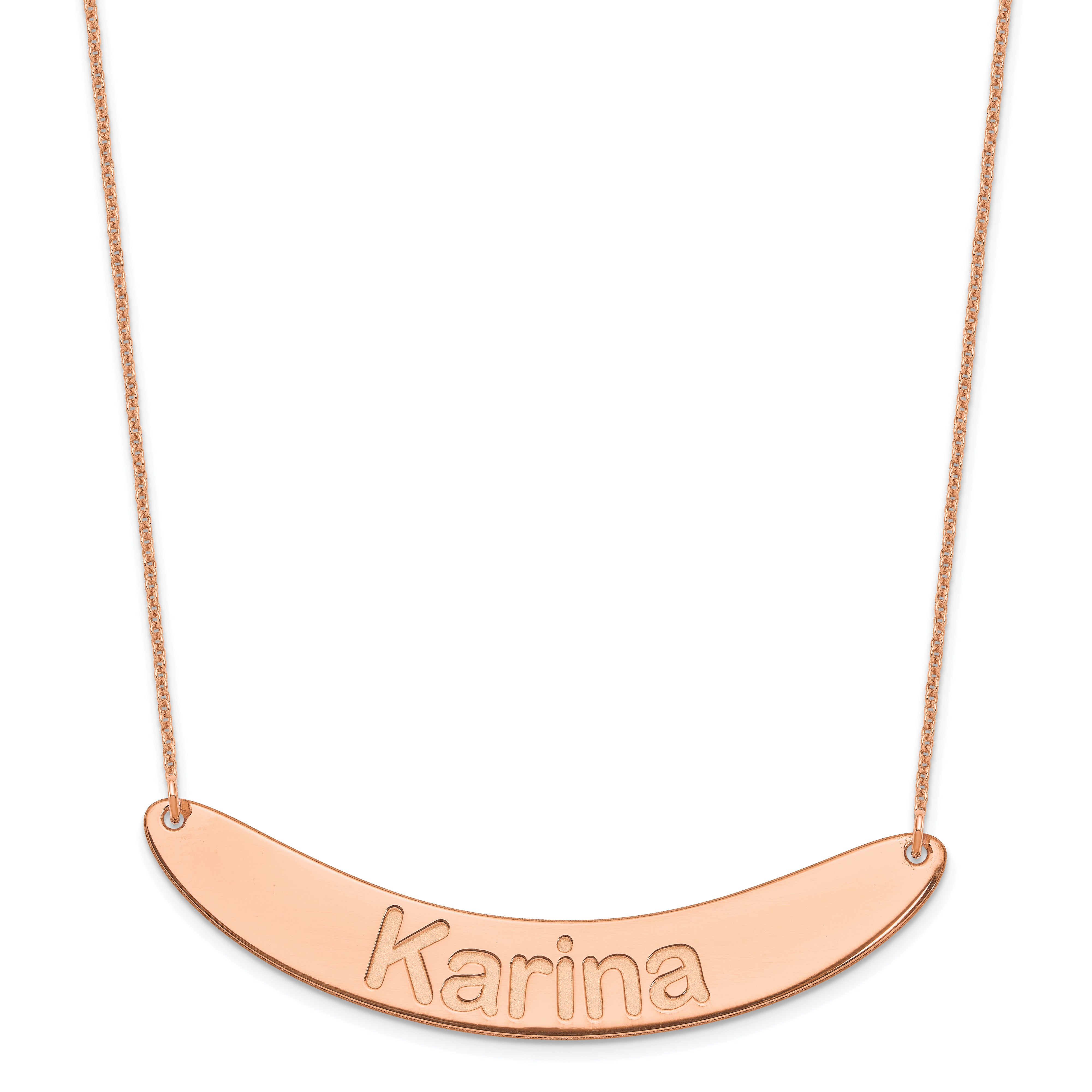 14K Rose Gold Large Arial Rounded Curved Bar Necklace