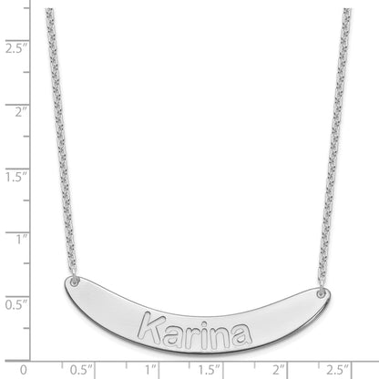 Sterling Silver Rhod Plated Large Arial Rounded Curved Bar Necklace