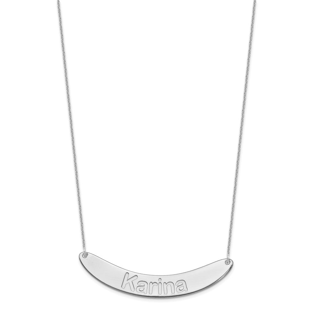 14K White Gold Large Arial Rounded Curved Bar Necklace