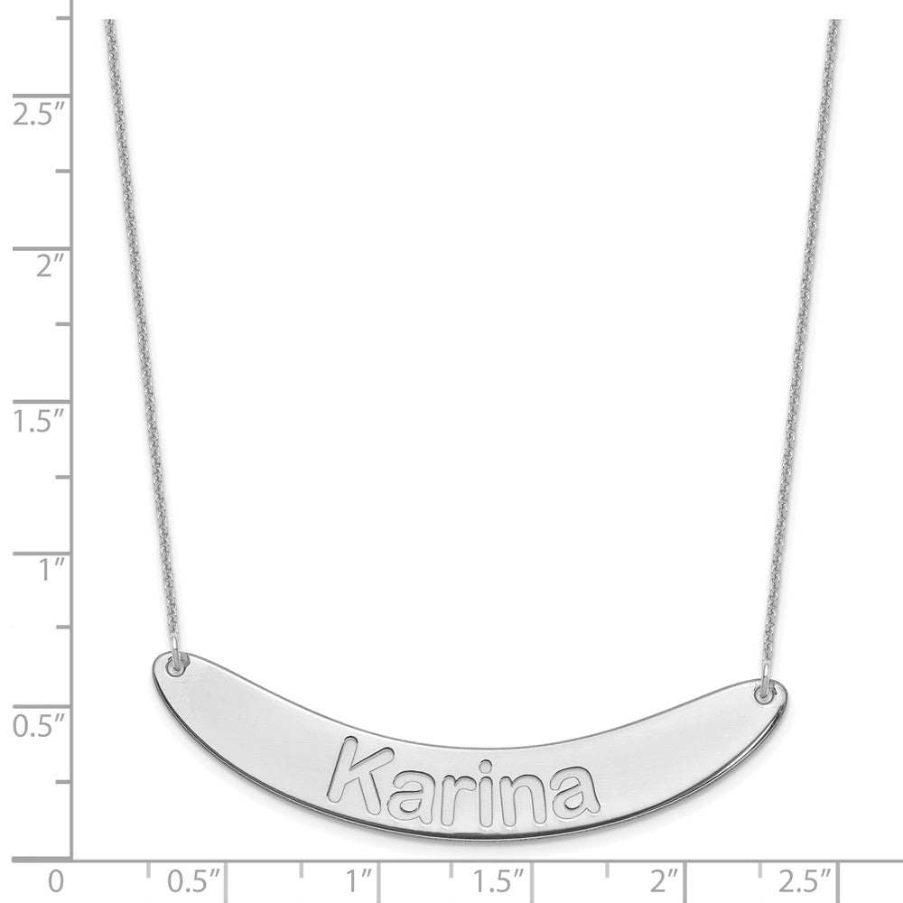 14K White Gold Large Arial Rounded Curved Bar Necklace