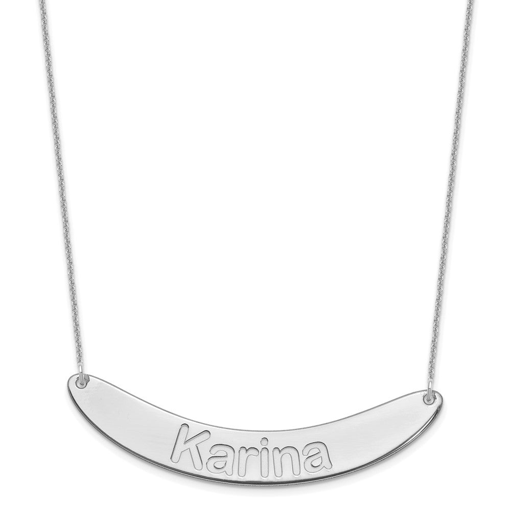 14K White Gold Large Arial Rounded Curved Bar Necklace