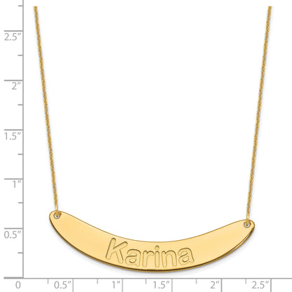 14K Yellow Gold Large Arial Rounded Curved Bar Necklace