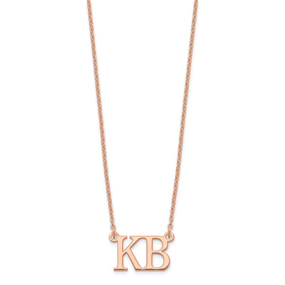Rose Plated Sterling Silver/Rose Large 2 Initial Necklace