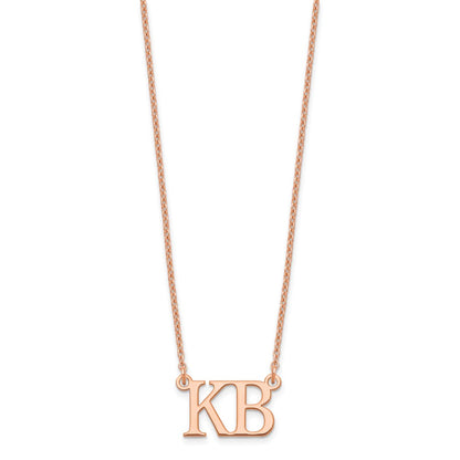 Rose Plated Sterling Silver/Rose Large 2 Initial Necklace