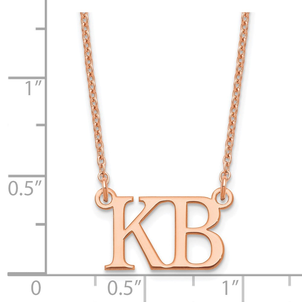 Rose Plated Sterling Silver/Rose Large 2 Initial Necklace