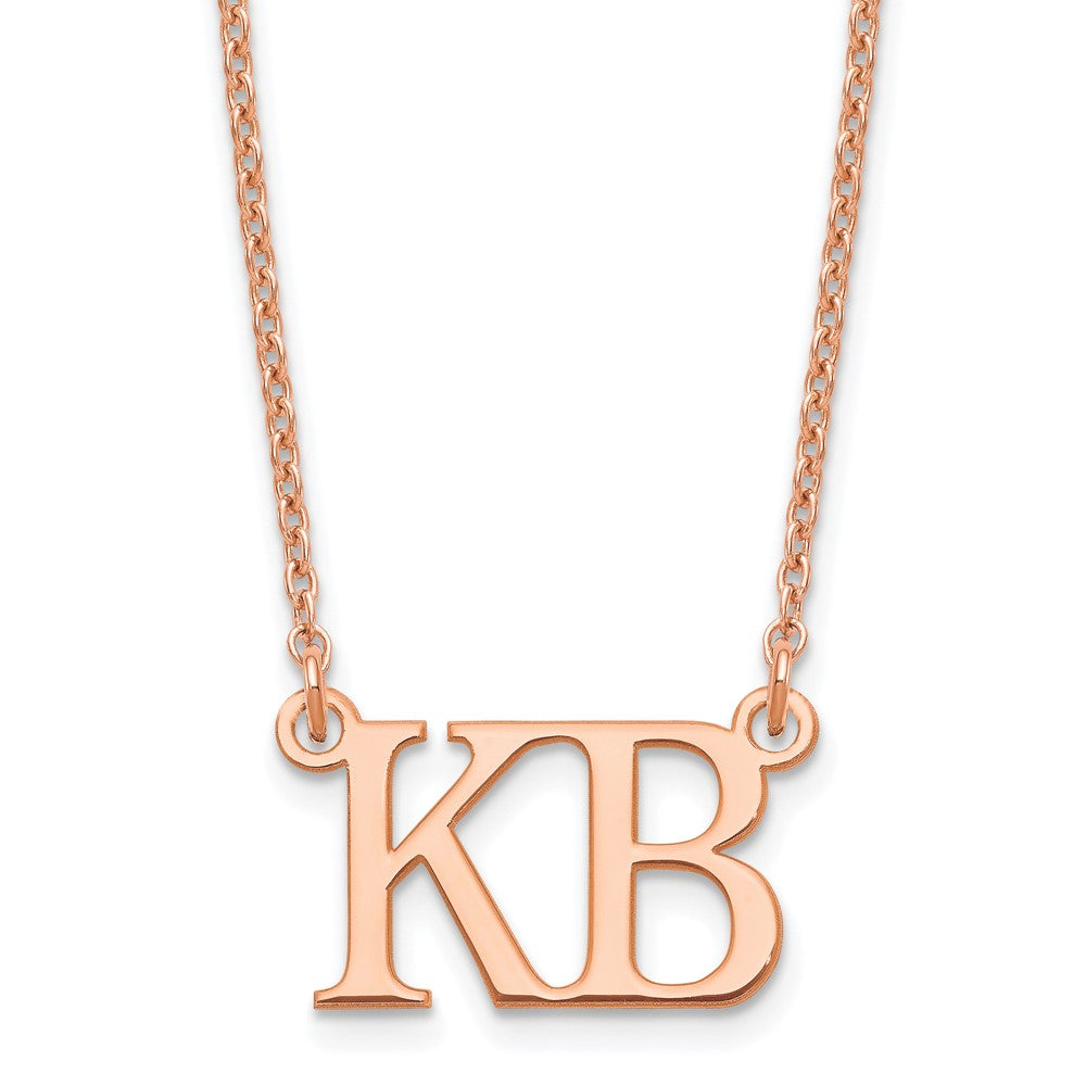 Rose Plated Sterling Silver/Rose Large 2 Initial Necklace
