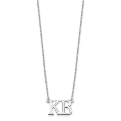 Sterling Silver Silver/Rhodium Plated Large 2 Initial Necklace