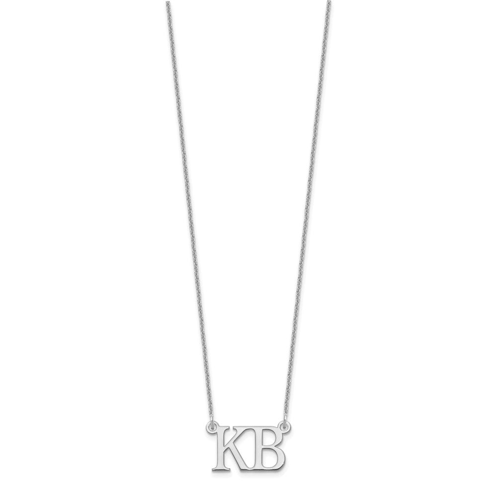 14K White Gold Large 2 Initial Necklace