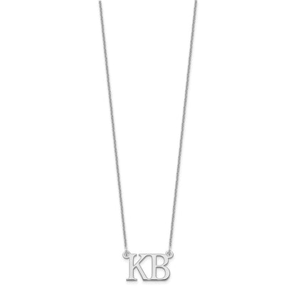 14K White Gold Large 2 Initial Necklace
