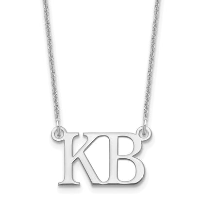 14K White Gold Large 2 Initial Necklace