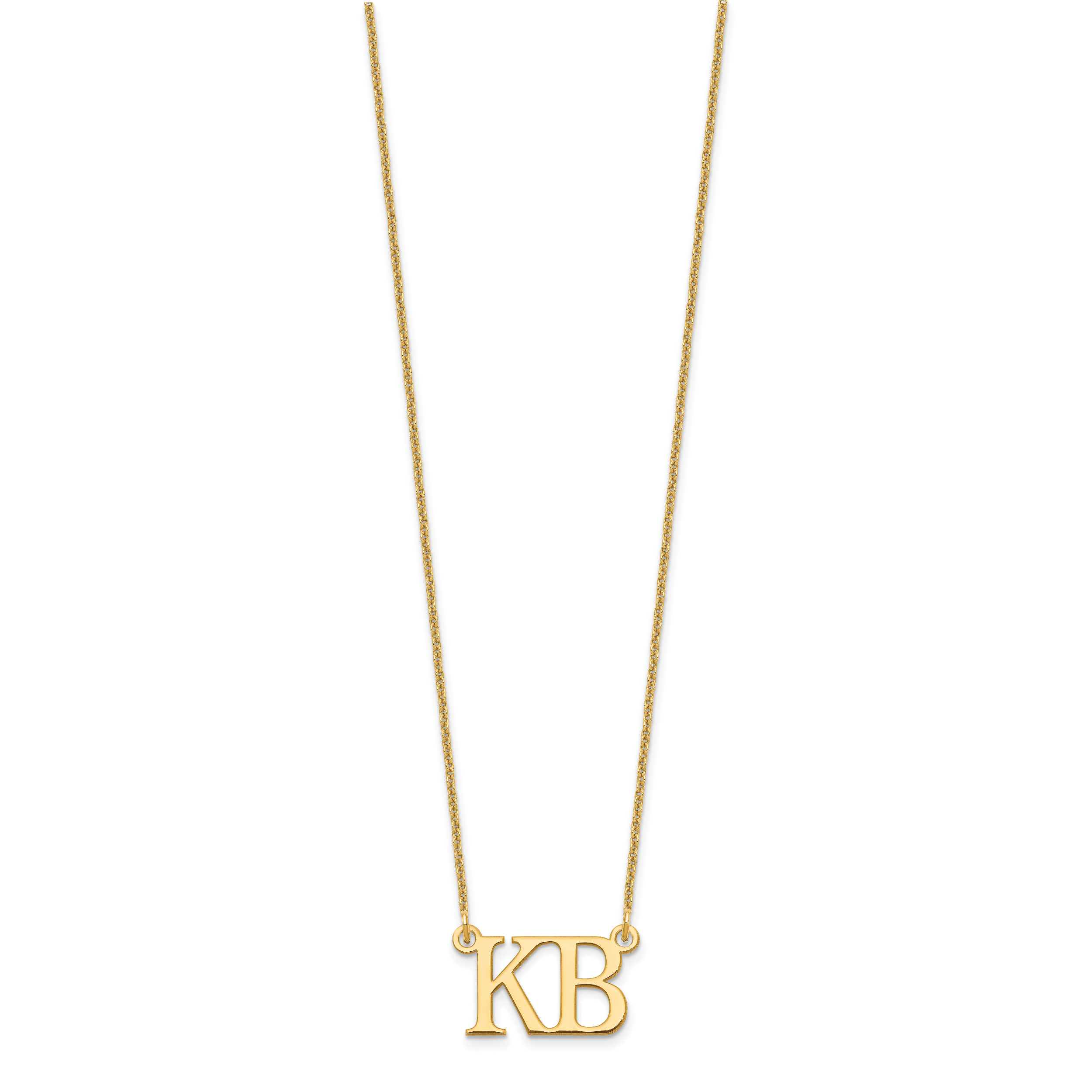 14K Yellow Gold Large 2 Initial Necklace