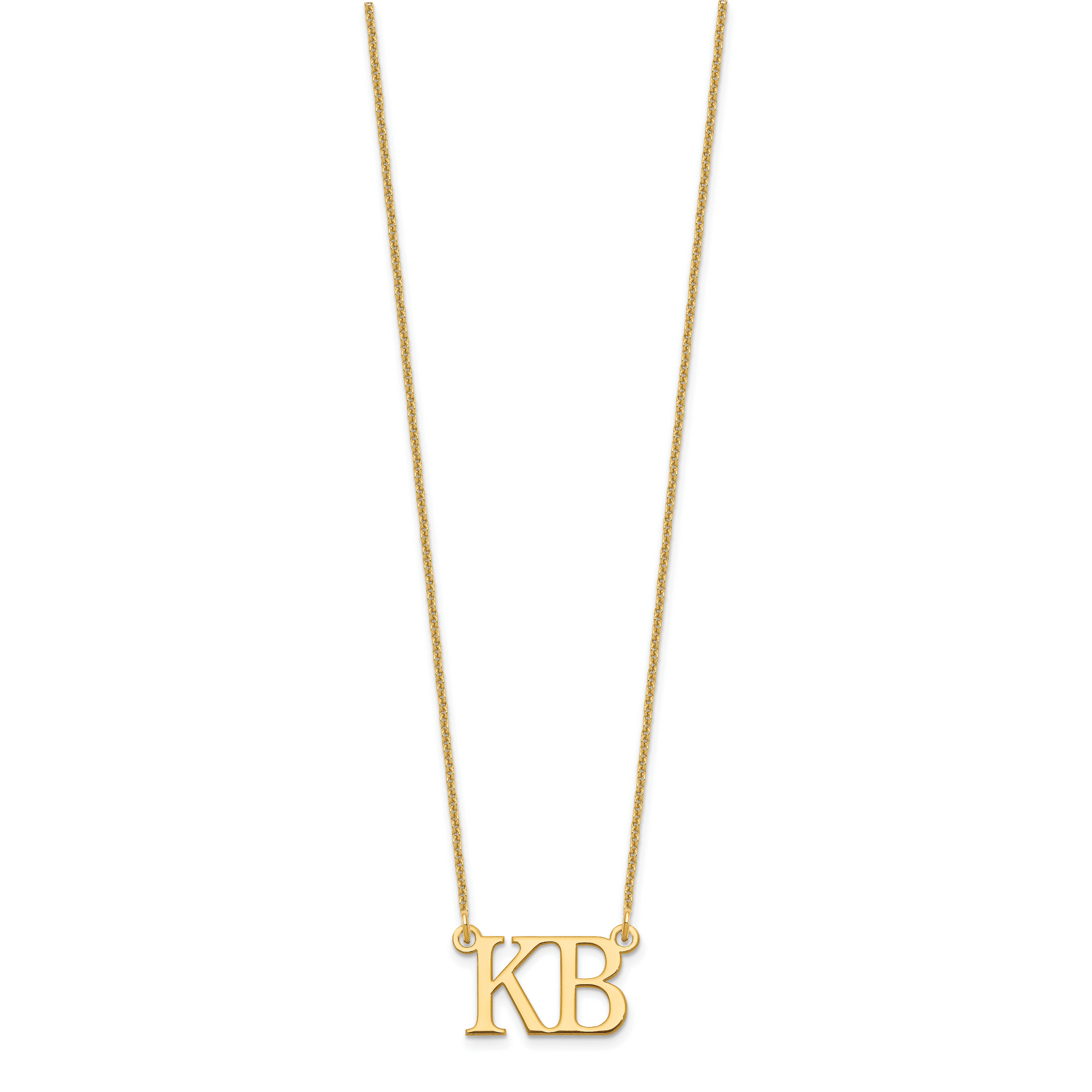 14K Yellow Gold Large 2 Initial Necklace
