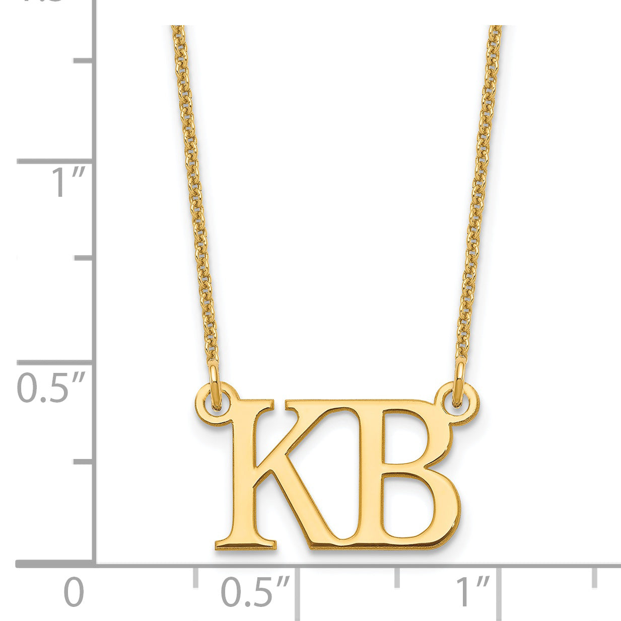 14K Yellow Gold Large 2 Initial Necklace