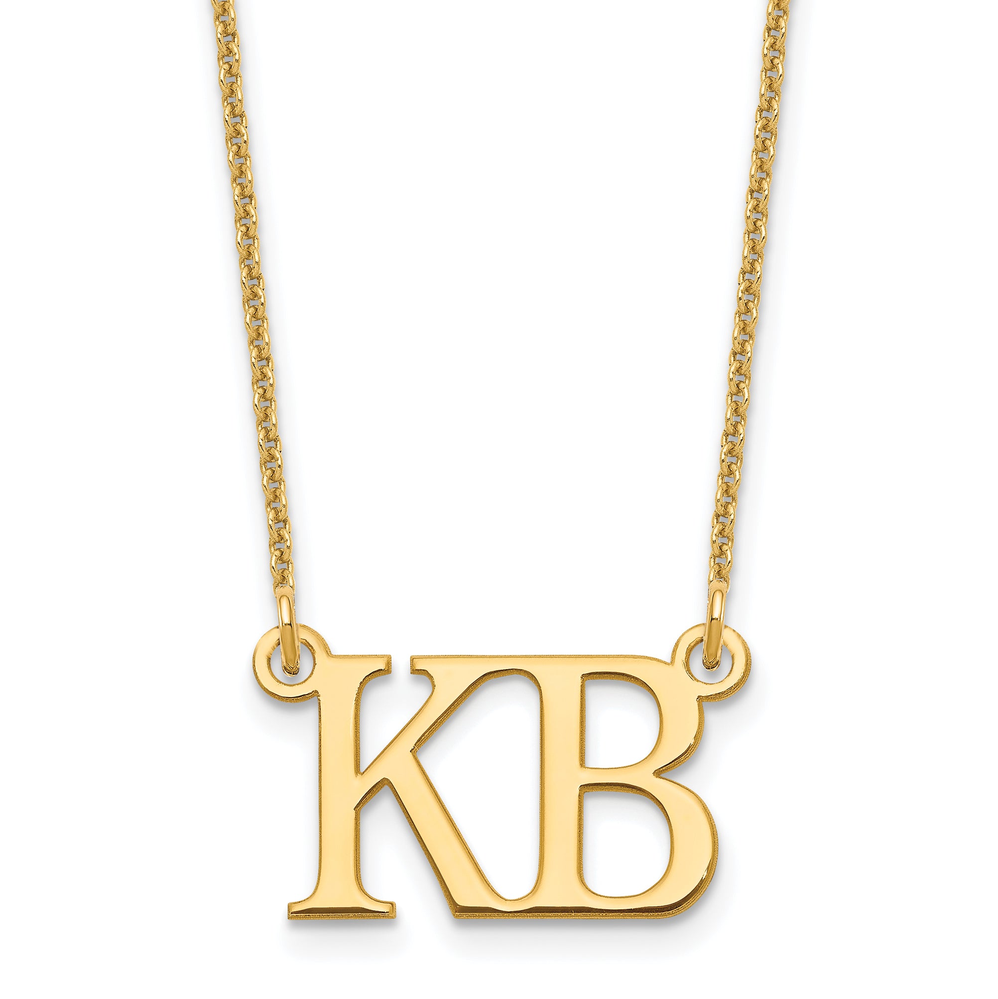 14K Yellow Gold Large 2 Initial Necklace