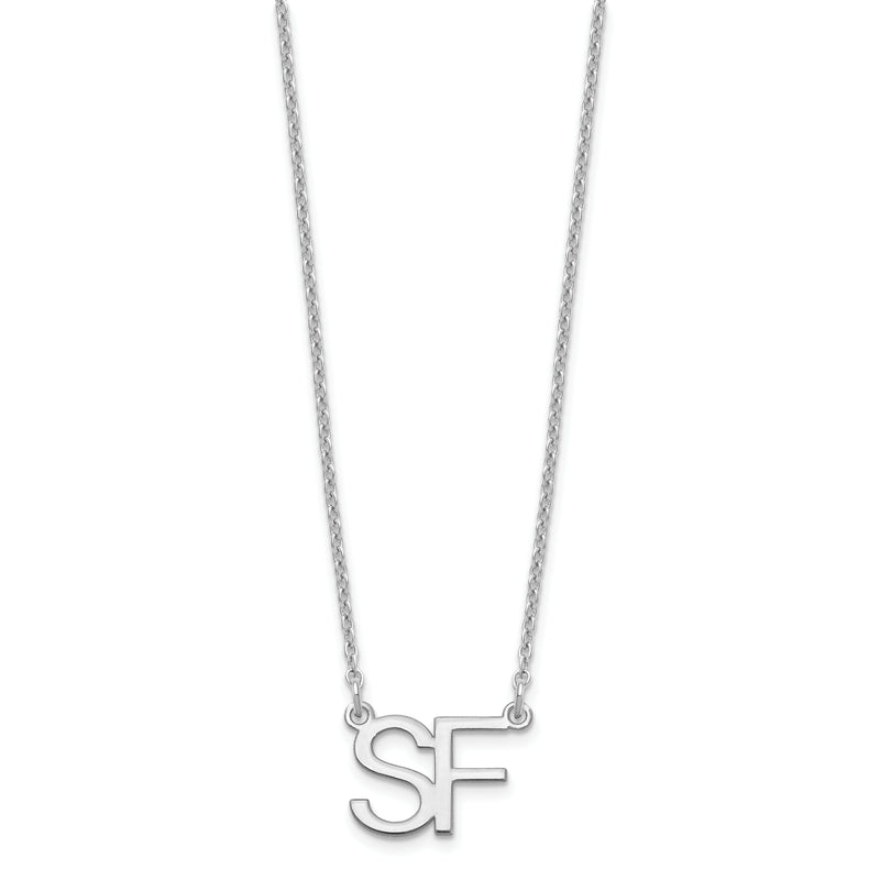 Sterling Silver Silver/Rhodium Plated Large 2 Initial Necklace