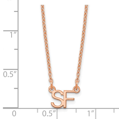 Rose Plated Sterling Silver/Rose Small 2 Initial Necklace