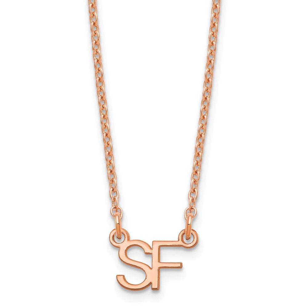 Rose Plated Sterling Silver/Rose Small 2 Initial Necklace