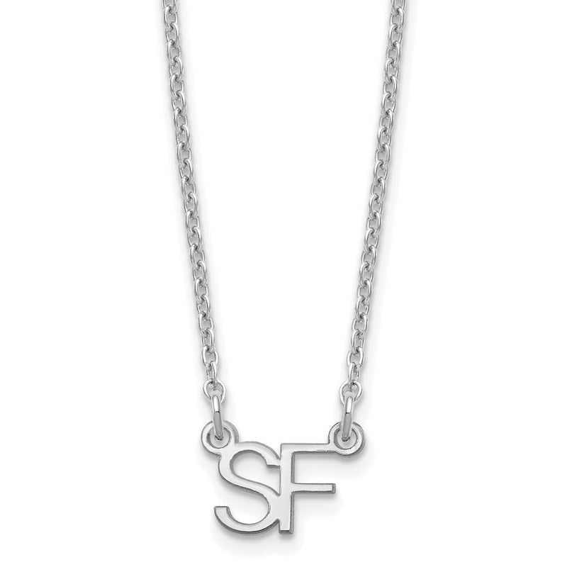 Sterling Silver Silver/Rhodium Plated Small 2 Initial Necklace