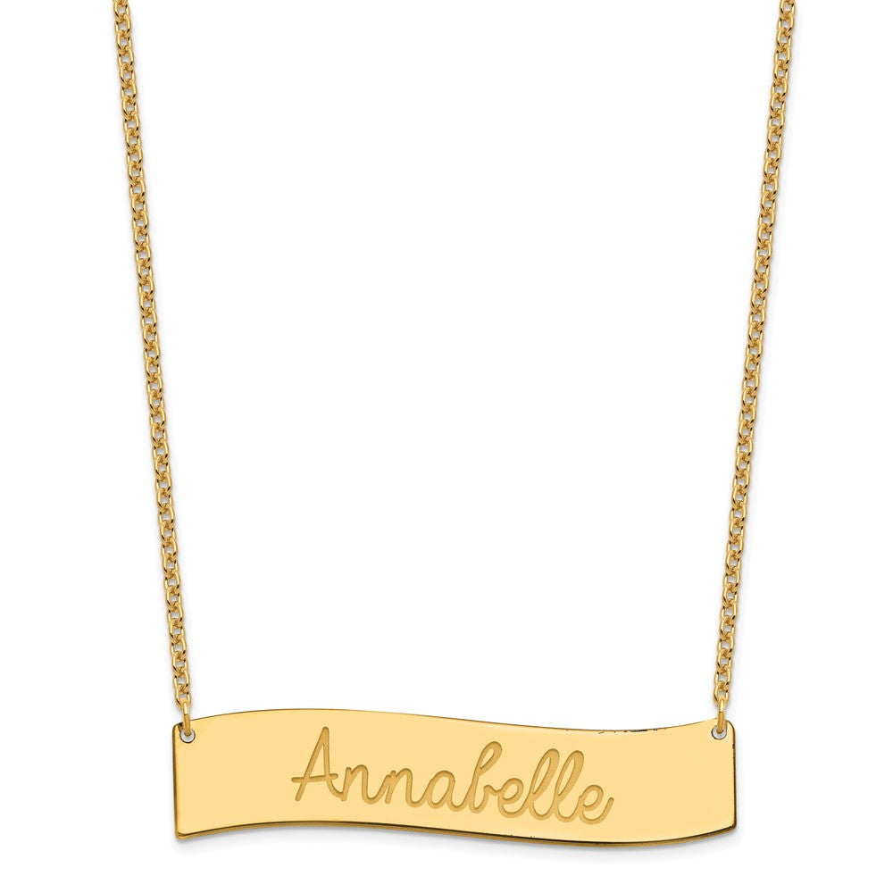 Gold Plated Medium Aways In My Heart Curved Bar Necklace