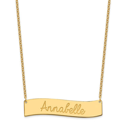 Gold Plated Medium Aways In My Heart Curved Bar Necklace