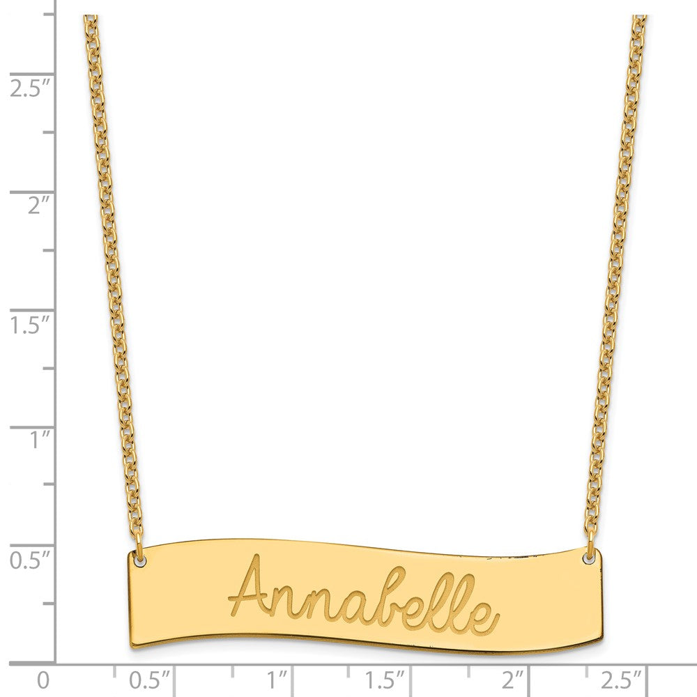 Gold Plated Medium Aways In My Heart Curved Bar Necklace