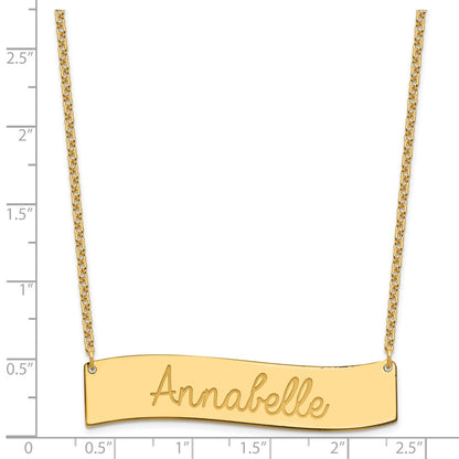 Gold Plated Medium Aways In My Heart Curved Bar Necklace