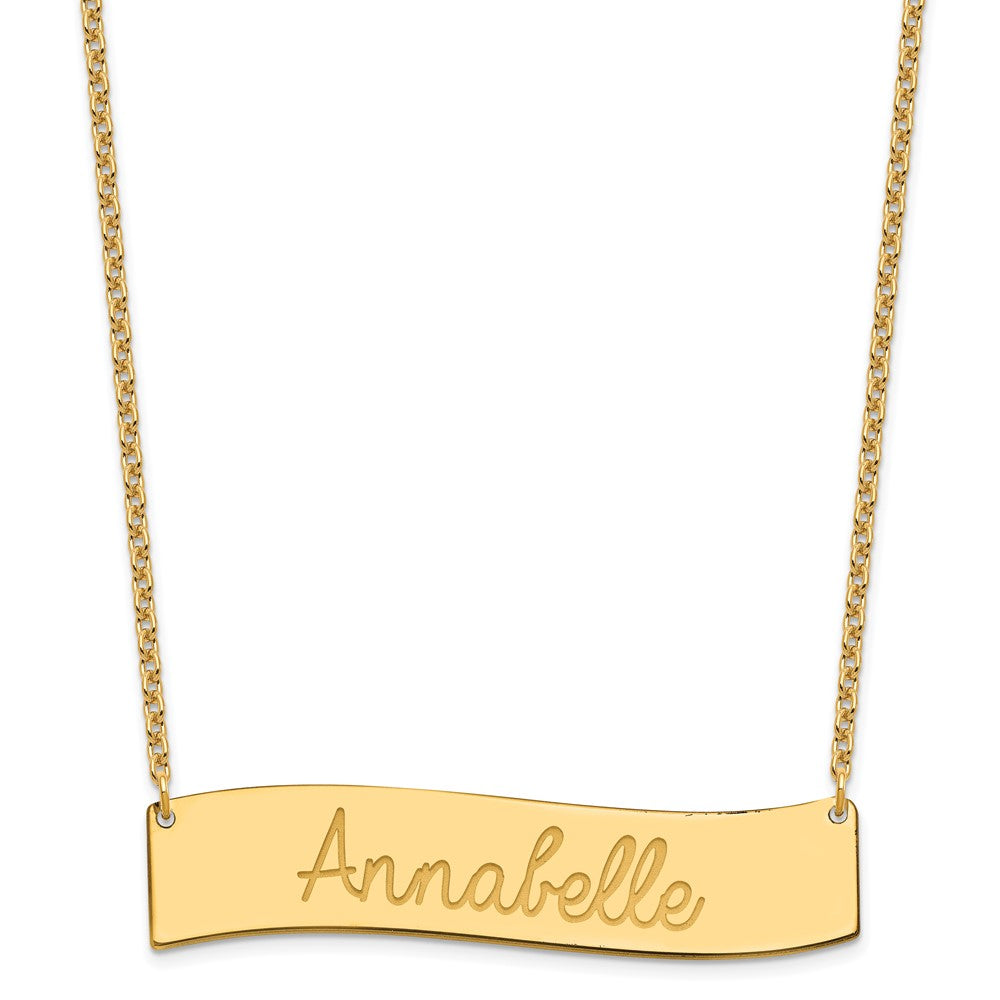 Gold Plated Medium Aways In My Heart Curved Bar Necklace