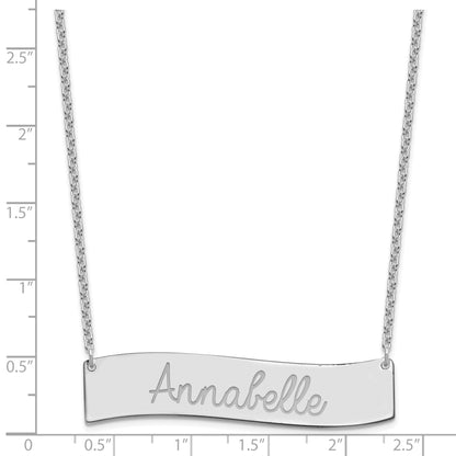 Sterling Silver Rhodium Plated Medium Always In My Heart Curved Bar Necklace