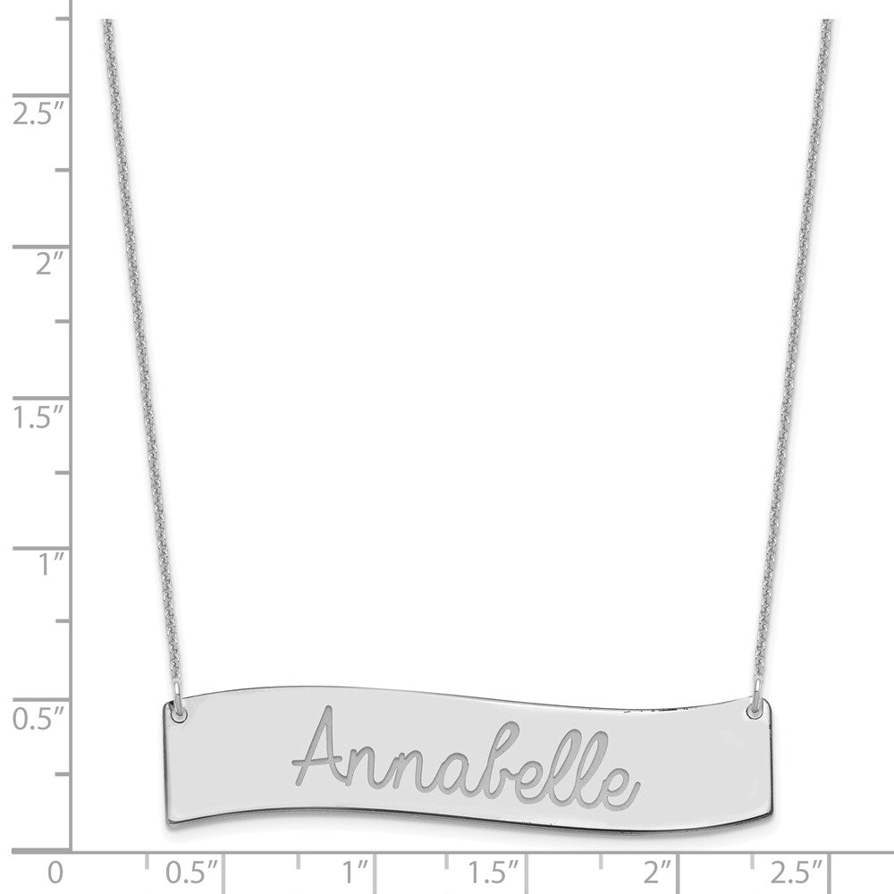 14K White Gold Medium Always In My Heart Curved Bar Necklace