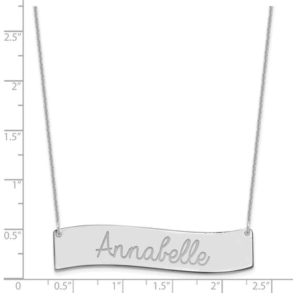 14K White Gold Medium Always In My Heart Curved Bar Necklace