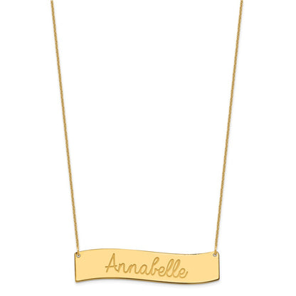 14K Yellow Gold Large Always In My Heart Curved Bar Necklace